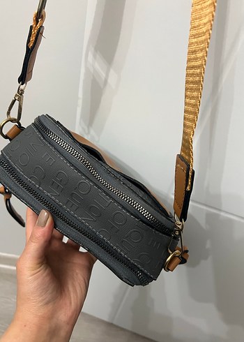 Kadın Gri Deri Çapraz Askılı Çanta - Görsel 3