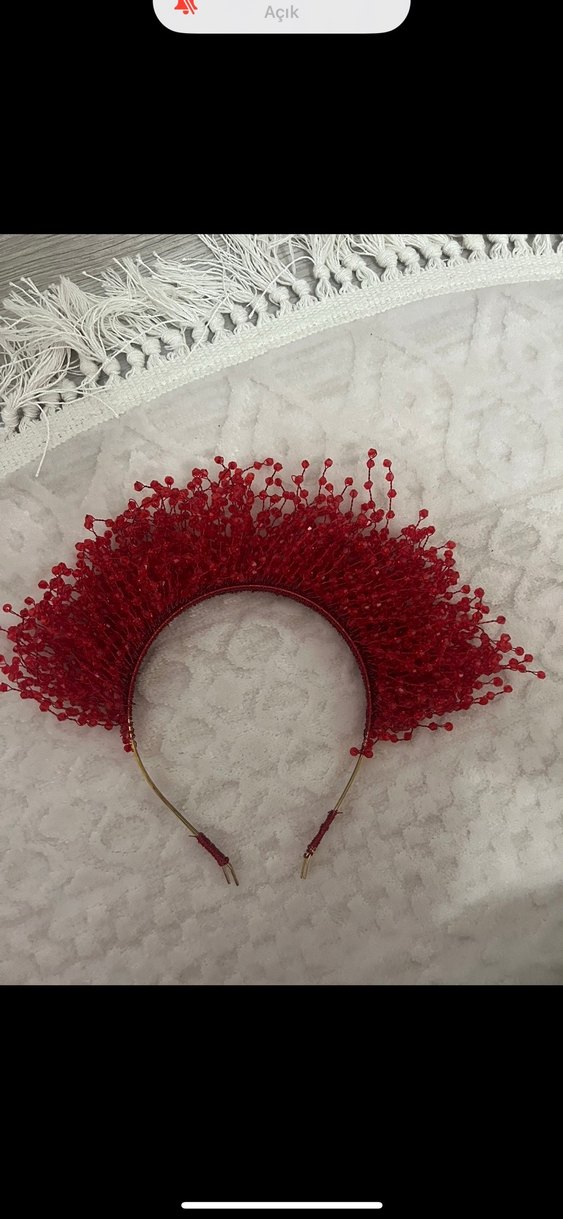 Kırmızı Boncuklu Avant-Garde Saç Aksesuarı - Görsel 2
