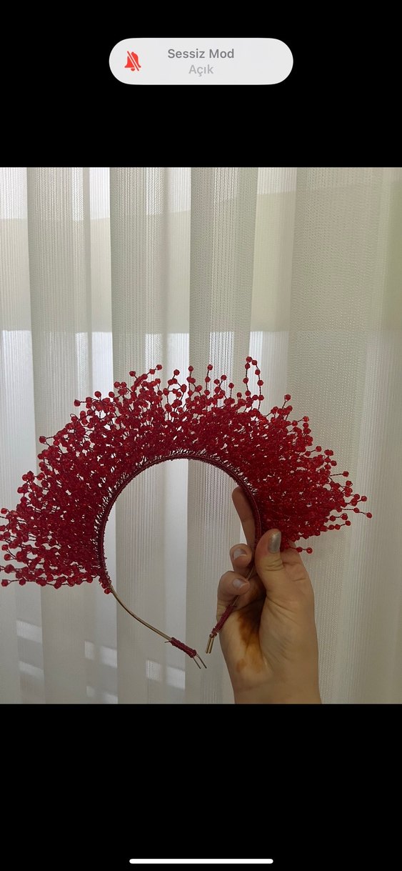 Kırmızı Boncuklu Avant-Garde Saç Aksesuarı - Görsel 3