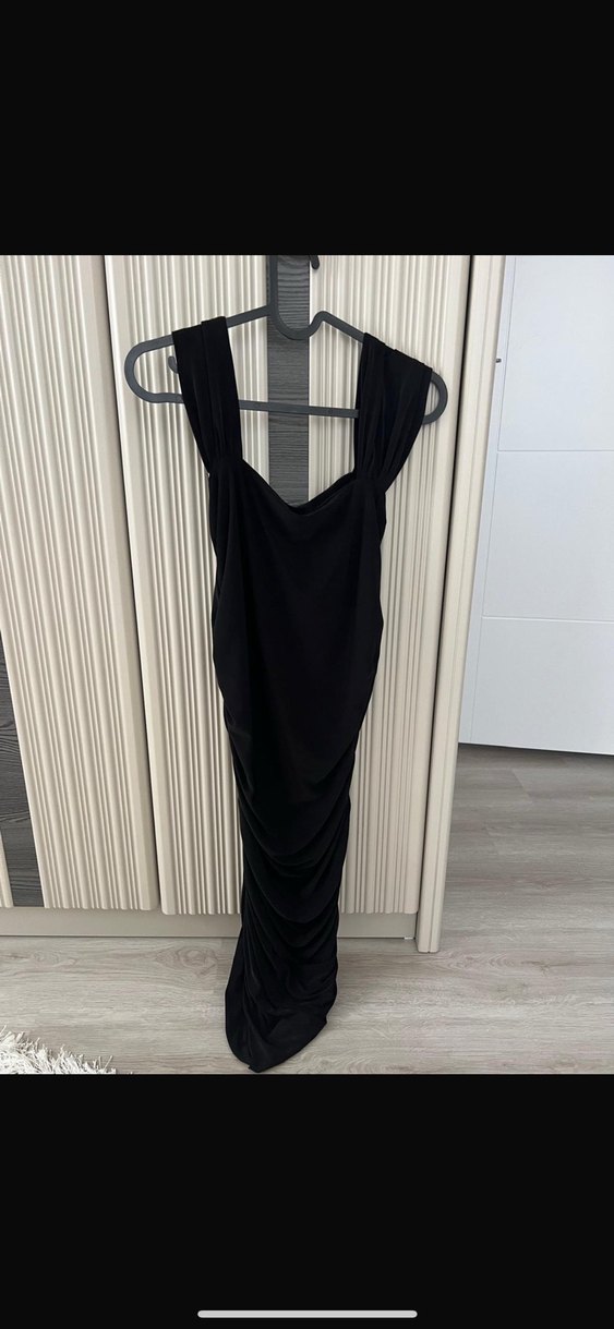 Siyah Straplez Mini Abiye Elbise - Görsel 2