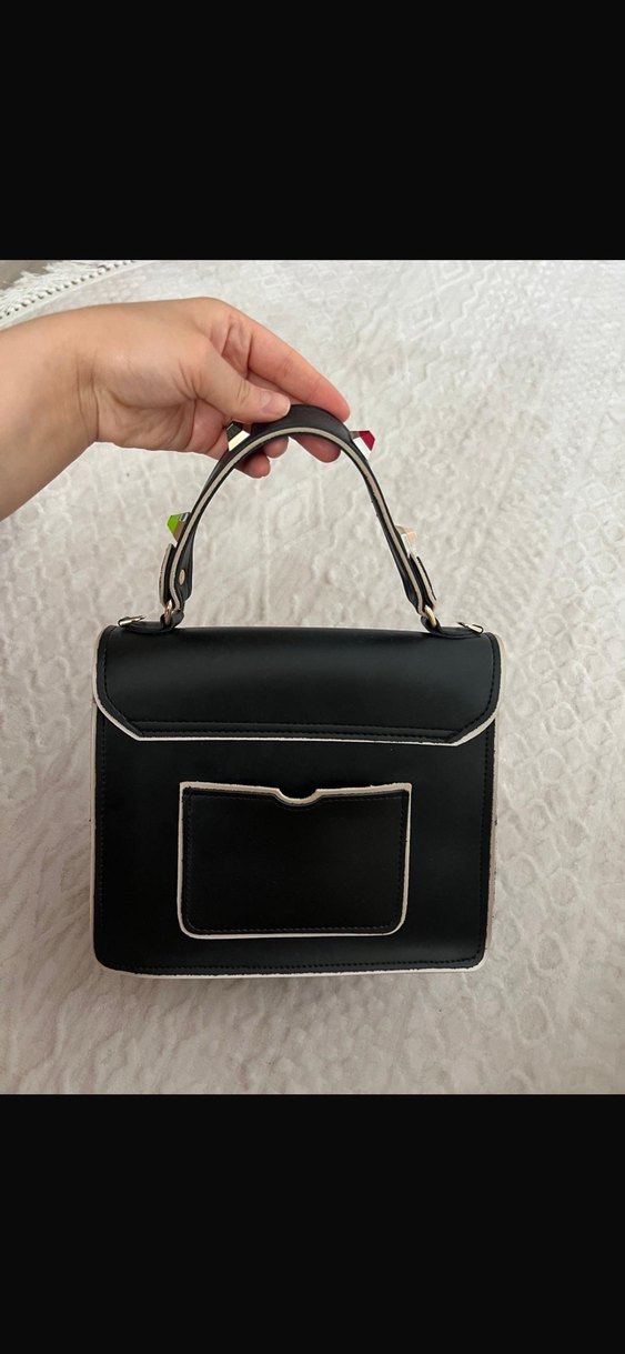 Siyah Deri Tokalı Parisian Kadın Çantası - Görsel 3