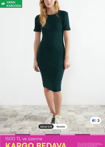 Koyu Yeşil Midi Normcore Elbise