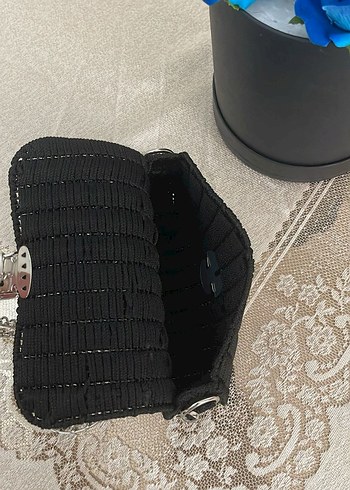 Diğer Zincir Detaylı Siyah kanvas Kadın Çanta