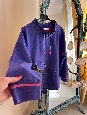 Diğer Mor yumuşacık kumaş sweatshirt