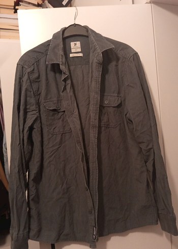 Gri Düğmeli Erkek Kadife Gömlek - Görsel 2