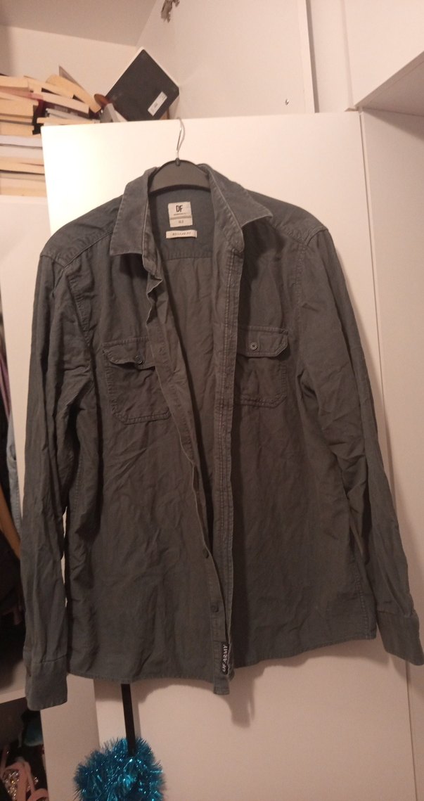 Gri Düğmeli Erkek Kadife Gömlek - Görsel 2