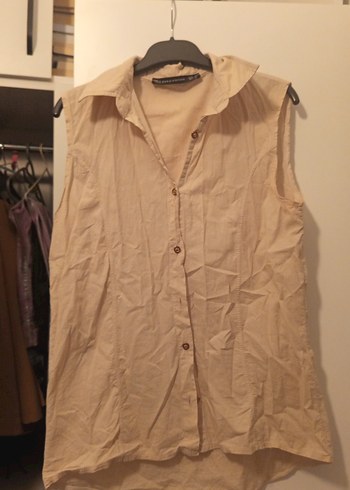 Bej Kolsuz Keten Gömlek - Görsel 3