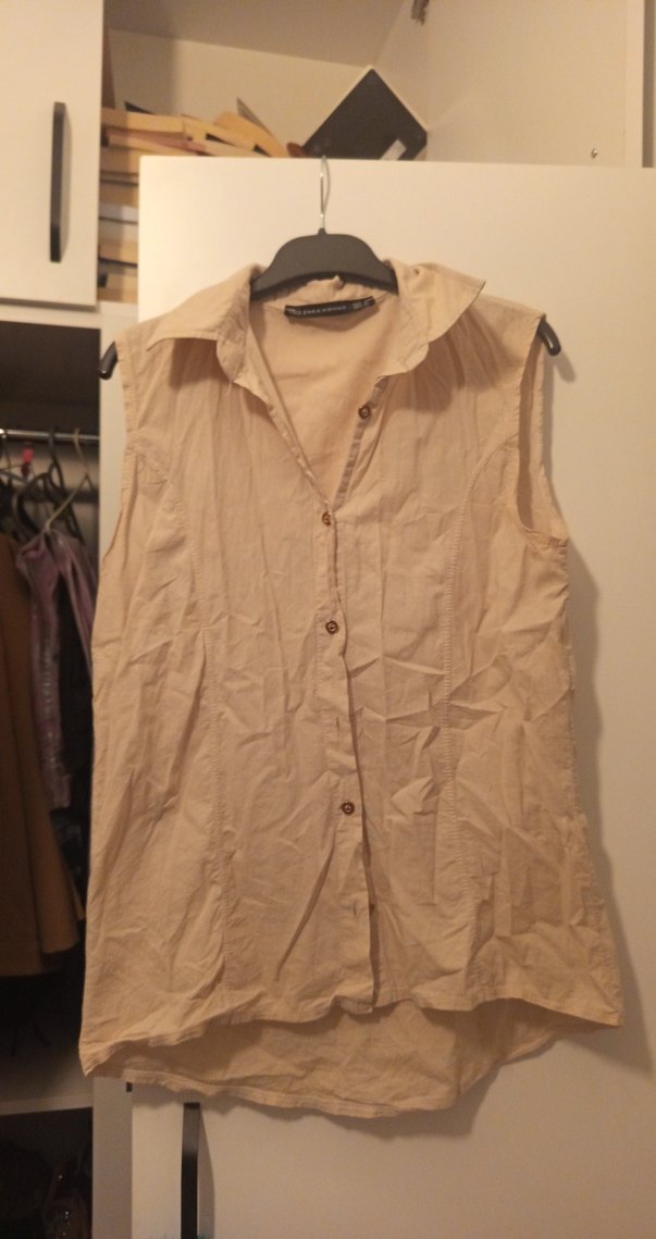 Bej Kolsuz Keten Gömlek - Görsel 3