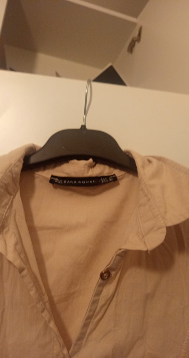 Bej Kolsuz Keten Gömlek - Görsel 2