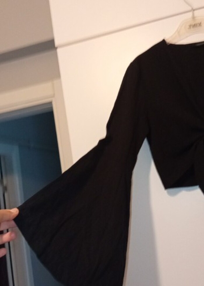 Siyah Keten crop  - Görsel 3