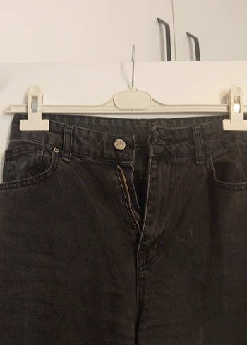 Siyah Yırtık Salaş Kot Pantolon - Görsel 5