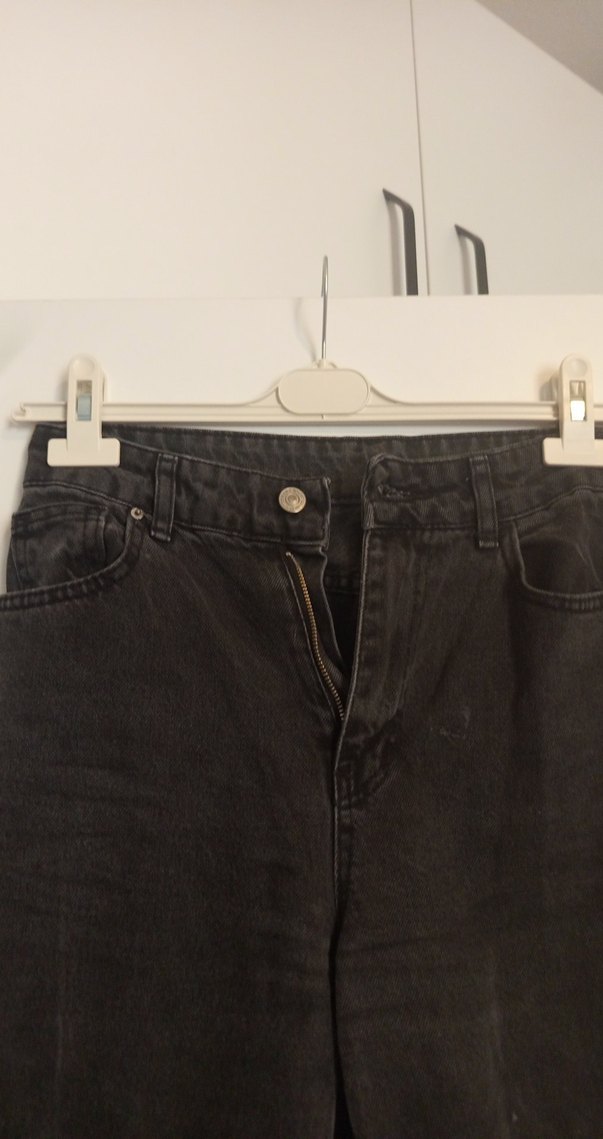 Siyah Yırtık Salaş Kot Pantolon - Görsel 5