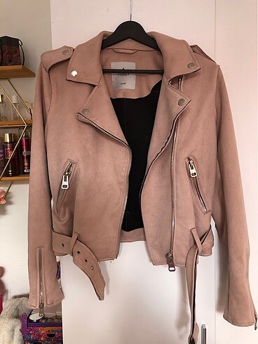 Colin's pembe süet biker ceket