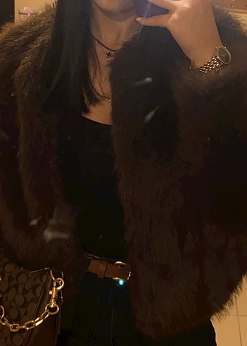 Kahverengi Kürk  Midi Ceket - Görsel 2