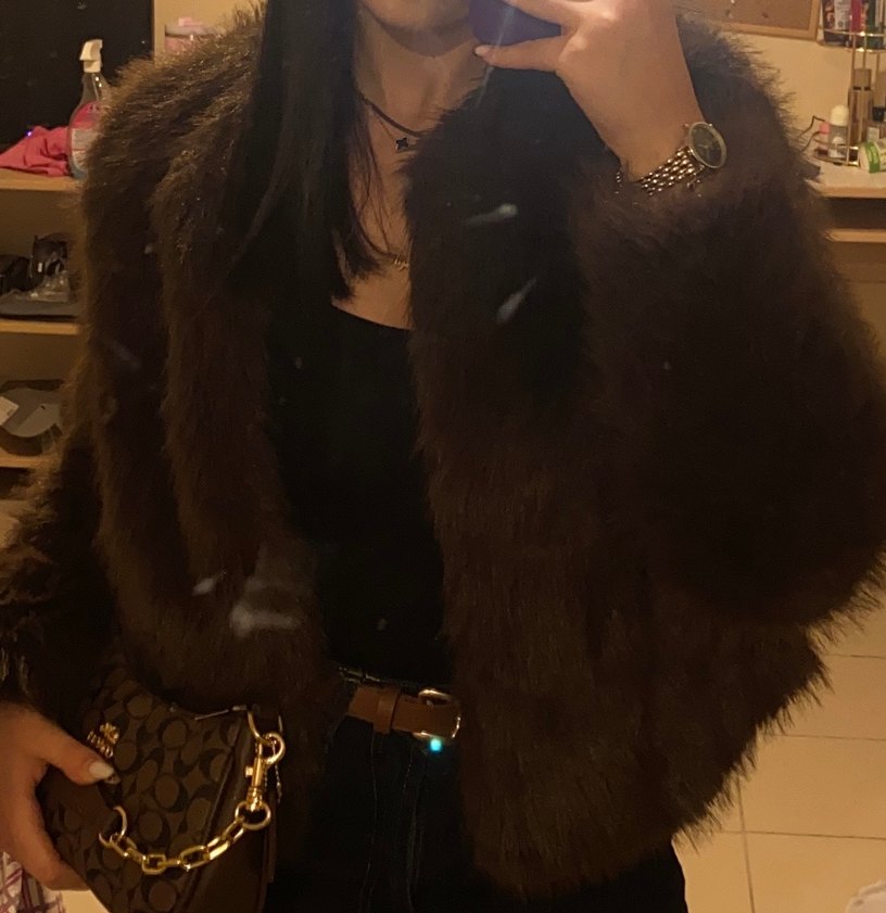 Kahverengi Kürk  Midi Ceket - Görsel 2