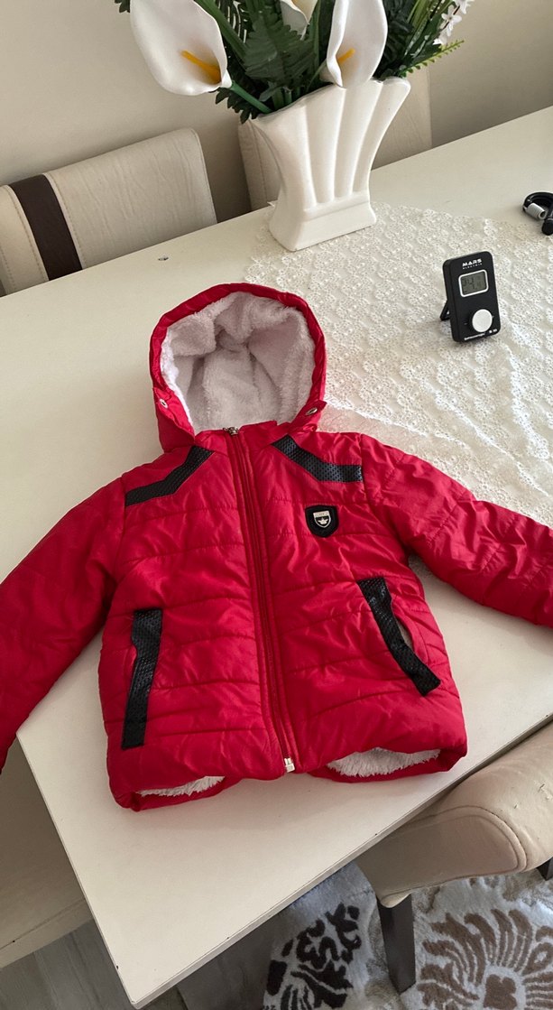 Kırmızı Erkek Çocuk Kürklü Street Wear Mont - Görsel 2