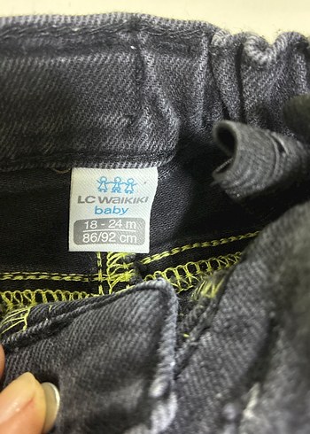 18-24 Ay Beden Erkek Çocuk Siyah Düğmeli Dar Kesim Kot Pantolon