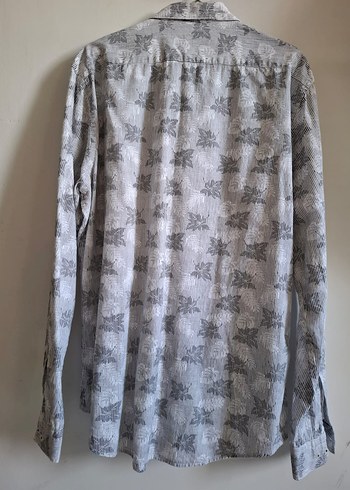 Uzun Kollu Gri Pamuklu Erkek Gömlek - Görsel 2