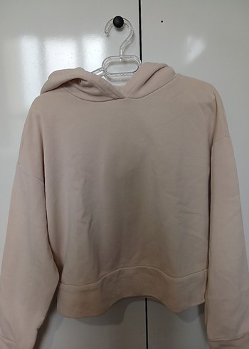 Bej Kadın Sweatshirt, Salaş Kesim, Uzun Kollu - Görsel 2