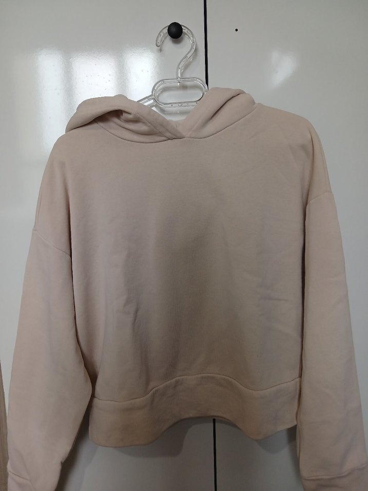 Bej Kadın Sweatshirt, Salaş Kesim, Uzun Kollu - Görsel 2