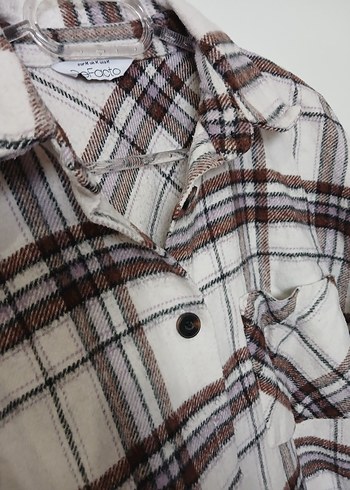 Düğmeli Oversize Ekose Kadın Gömlek - Görsel 2