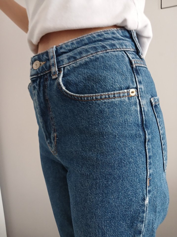 Mavi Bol Kesim Midi Kot Pantolon - Görsel 2