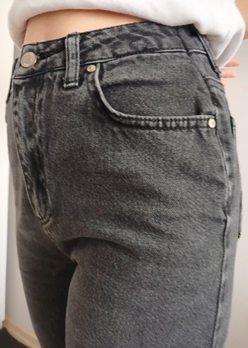 Gri Midi Boy Bol Kesim Kadın Kot Pantolon - Görsel 2