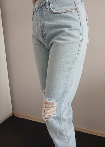 Rahat Kesim Midi Boy Mavi Denim Kadın Jean - Görsel 2