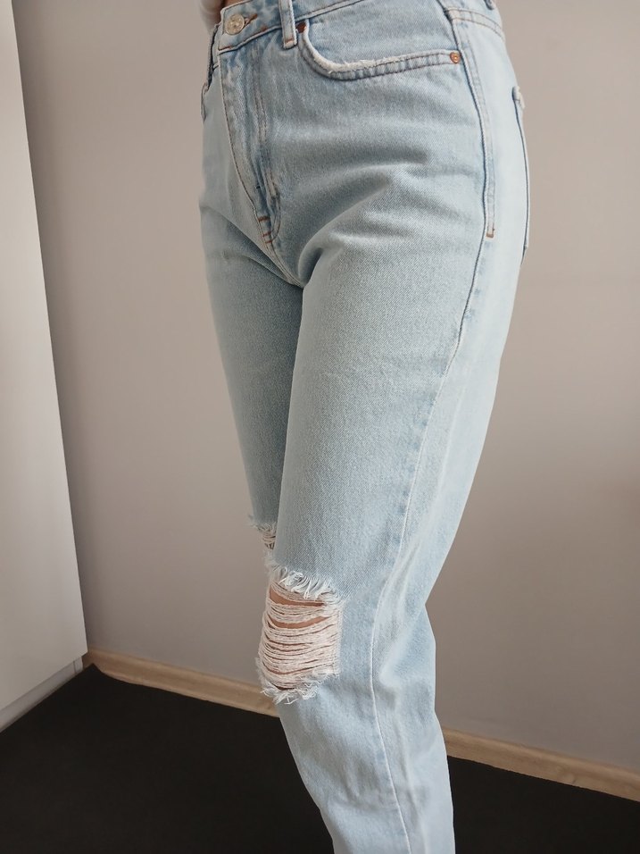 Rahat Kesim Midi Boy Mavi Denim Kadın Jean - Görsel 2