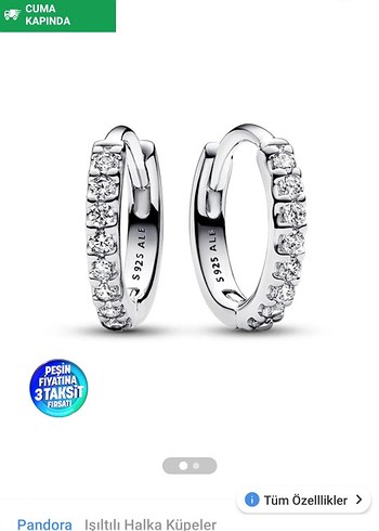 Pandora Beyaz Mini Işıltılı Halka Küpeler