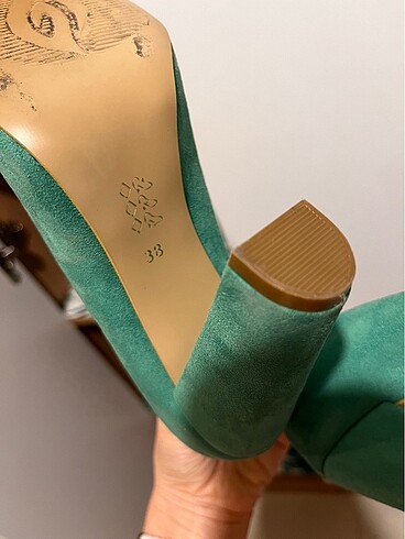 Süet kalın topuklu stiletto - Görsel 6