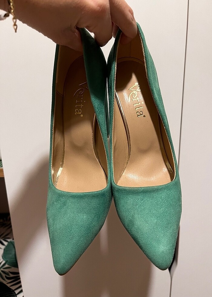 Süet kalın topuklu stiletto - Görsel 4