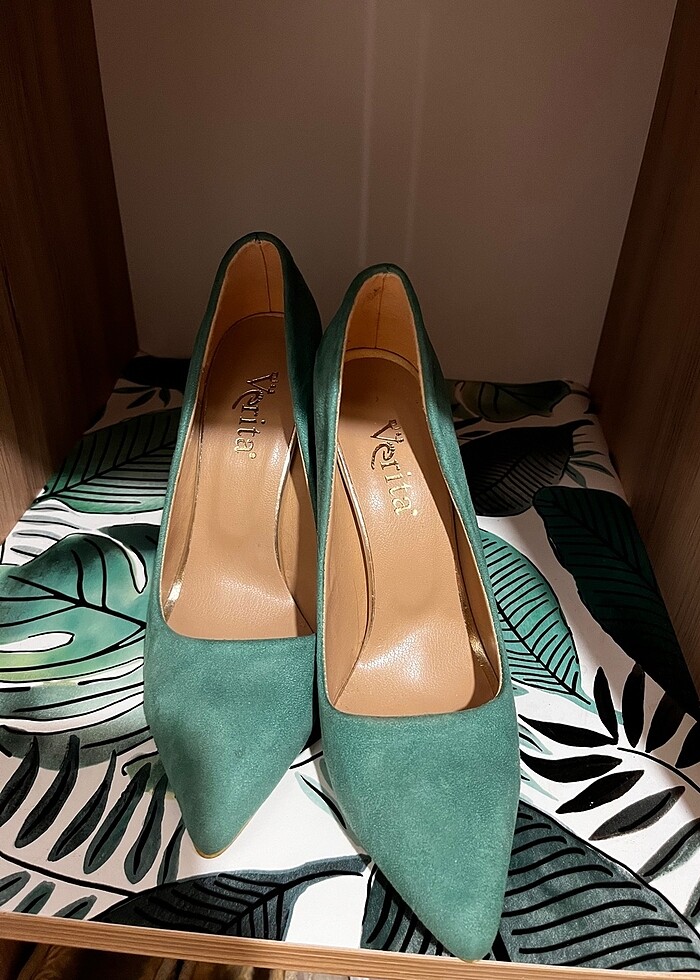 Süet kalın topuklu stiletto - Görsel 2