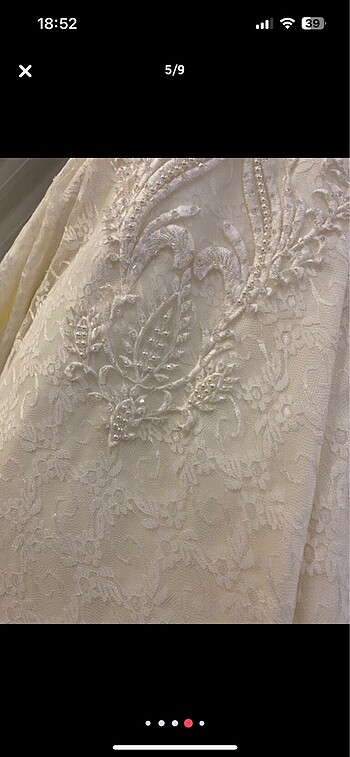 Boncuk işlemeli vintage uzun kuyruklu gelinlik - Görsel 5