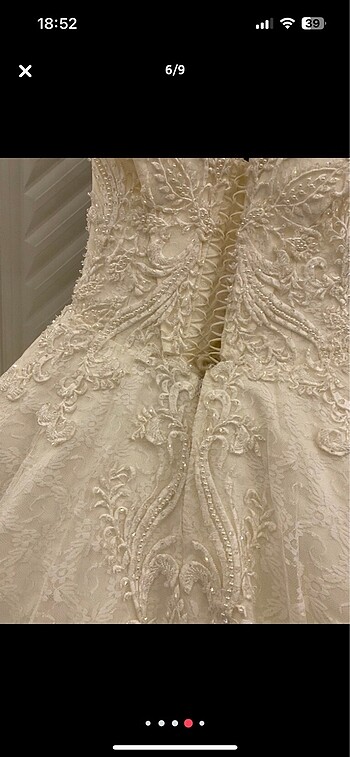 Boncuk işlemeli vintage uzun kuyruklu gelinlik - Görsel 6