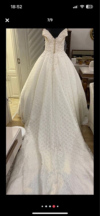 Boncuk işlemeli vintage uzun kuyruklu gelinlik - Görsel 7