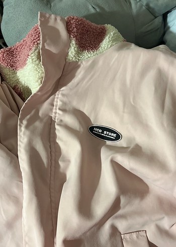 Pembe Kalp Desenli Çift taraflı mont - Görsel 4