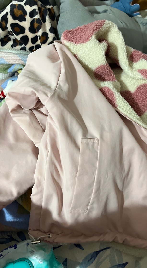 Pembe Kalp Desenli Çift taraflı mont - Görsel 2