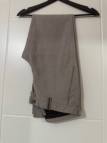 Diğer Camel renk erkek keten pantolon slim fit
