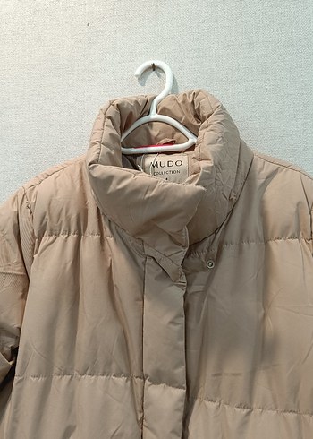 Bej Uzun Kadın Kışlık Düğmeli Mont - Görsel 7