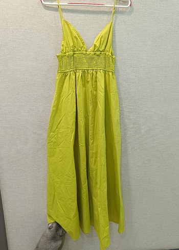 Sarı Uzun Askılı Bohem Elbise - Görsel 2