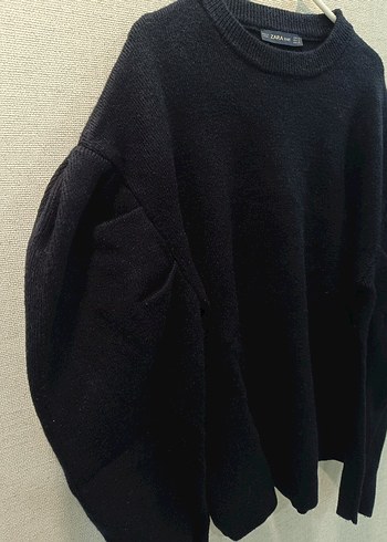 Siyah Örgü Yün Kadın Kazak - Görsel 5