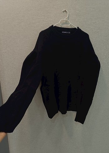 Siyah Örgü Yün Kadın Kazak - Görsel 2