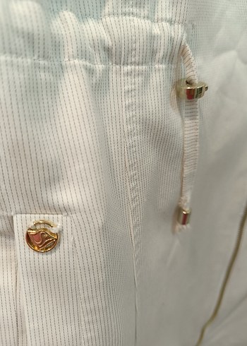 Uzun Beyaz Kadın Kaban trenc - Görsel 5