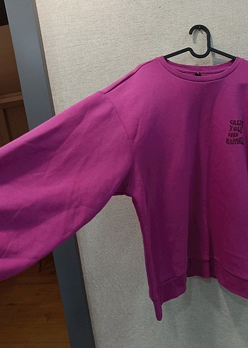 Mor Oversize Kadın Sweatshirt - Görsel 4