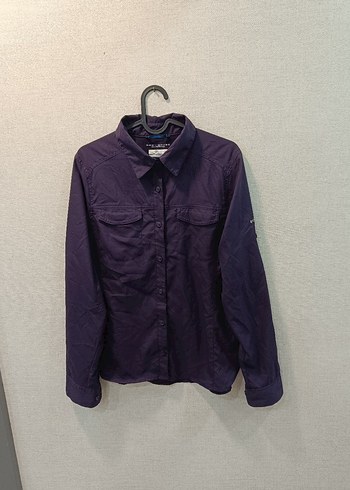 Mor Düğmeli Kadın Uzun Kollu Gömlek - Görsel 2