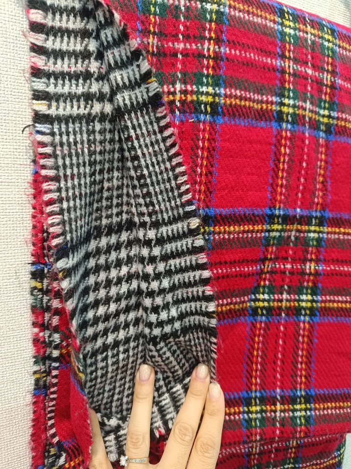 Kırmızı Ekose  Şal Atkı Maxi Boy - Görsel 2