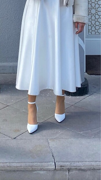 Diğer Beyaz topuklu stiletto gelin ayakkabısı