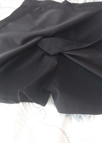 xs Beden Siyah Drapeli Mini şort etek kolej etek