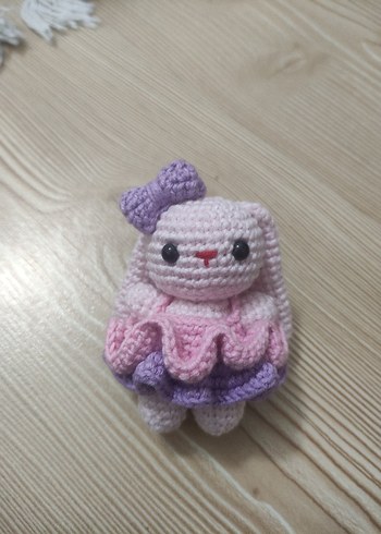 Pastel Pembe El Örgüsü Peluş Oyuncak anahtarlık - Görsel 2